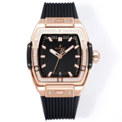 MS Factory Swiss Copy Hublot Spirit of Big Bang Rose Gold Diamond Black Face Watch 